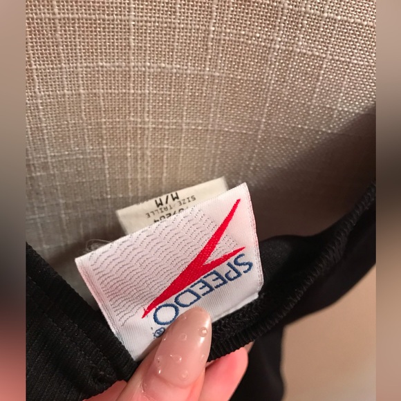 Speedo black mesh panel dress coverup swim striped panel cute - Picture 4 of 4